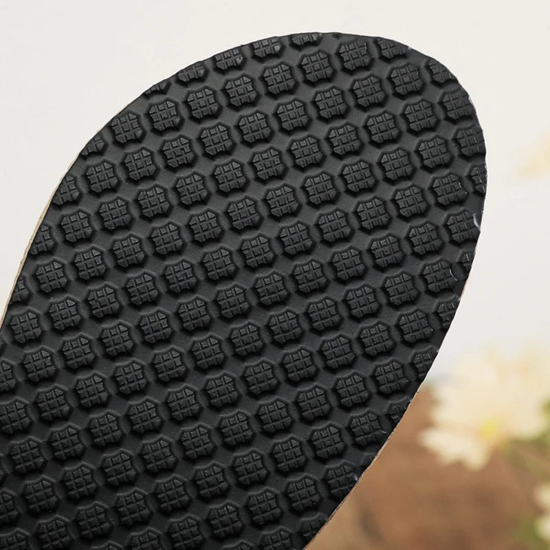 Women's Linen Flat Slippers – Lightweight Non-Slip Sandals