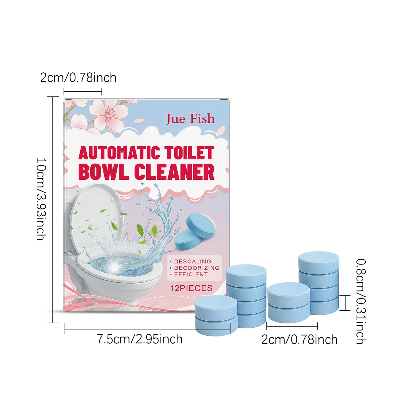 12-Pack Toilet Cleaning Tablets – Stain & Odor Remover