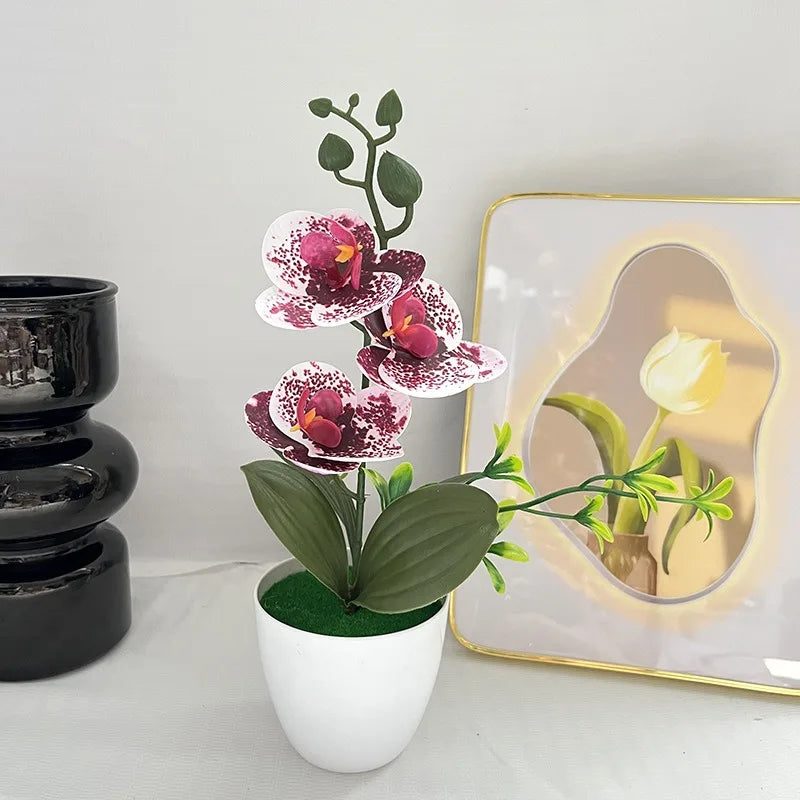 Silk Butterfly Orchid Artificial Plant | Desktop Potted Decor