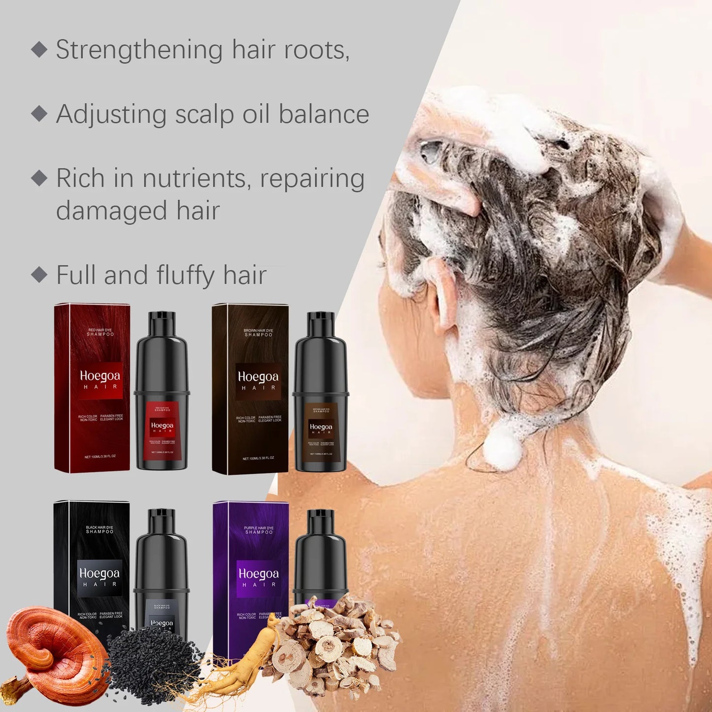 Herbal Hair Dye Shampoo – Nourishing Color in 15 Min, Multi-Shade Peaceful Pleasures Health and Wellness