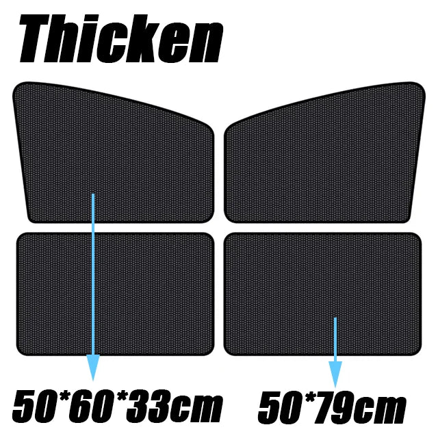 Car 5D Magnetic Mesh Sunshade Heat Insulation Strong Magnetic Adsorption Type Sunscreen Covers Car Side Window Blackout Curtains Peaceful Pleasures Health and Wellness 4pcs Black B