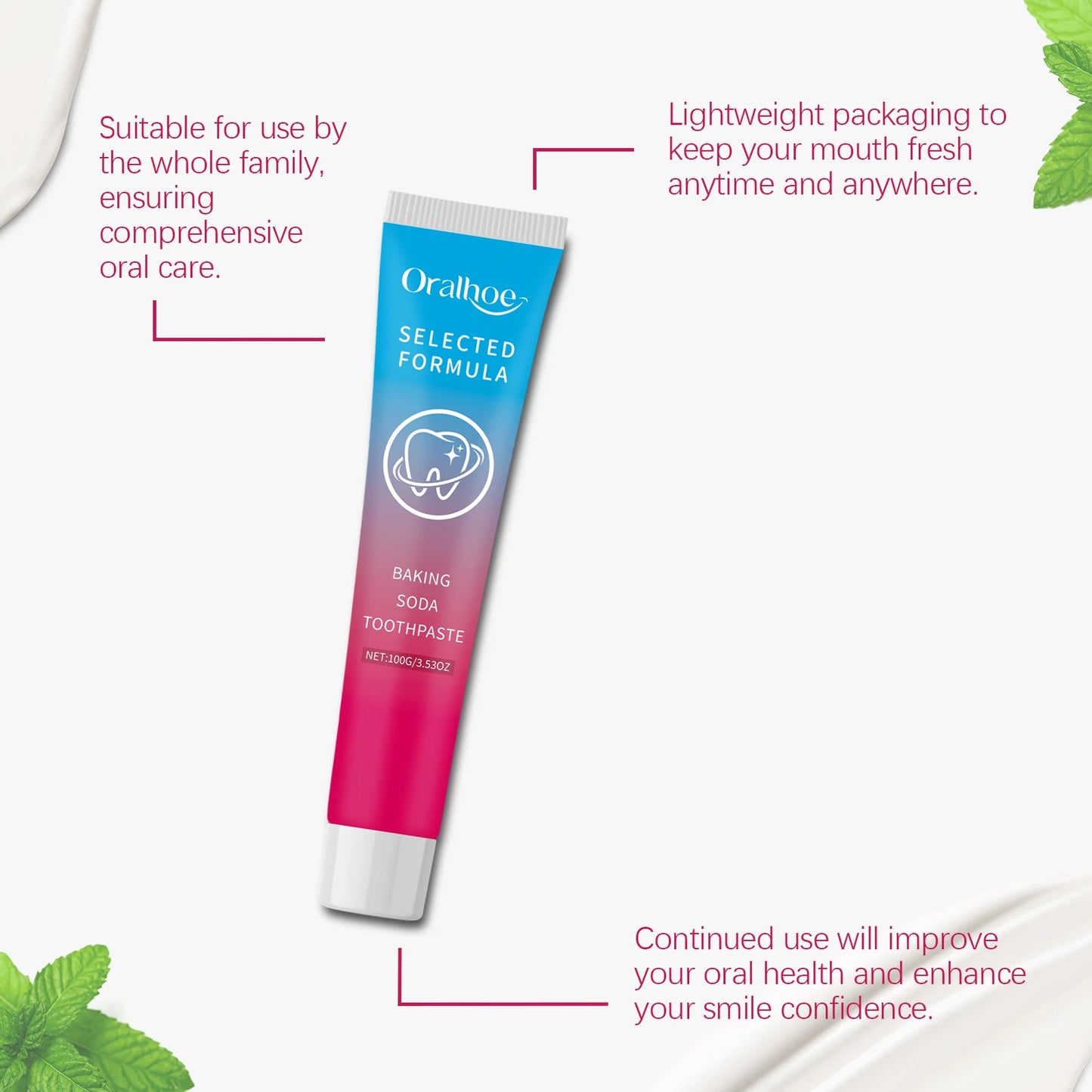 Oralhoe Baking Soda Toothpaste | Mint, Anticavity, Enamel Safe