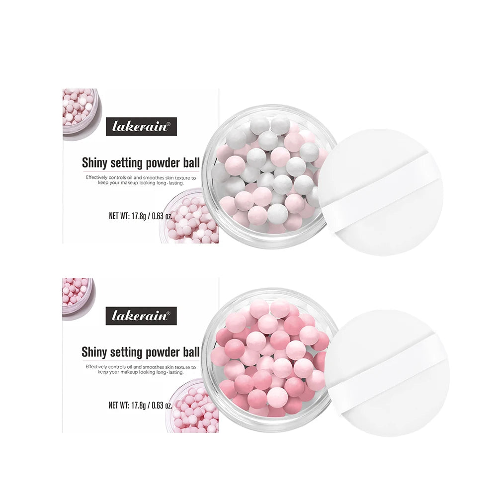 Pearl Ball Setting Powder Ball Face Ball Powder Matte Translucent Setting Powder Cosmetics Oil-control Velvety Lasting Makeup Peaceful Pleasures Health and Wellness white and pink