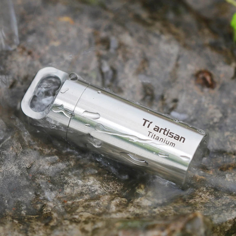 Tiartisan Pure Titanium Mini Sealed Pill Box Waterproof Keychain Outdoor Camping Ultralight Portable Polished Surface EDC Tools Peaceful Pleasures Health and Wellness