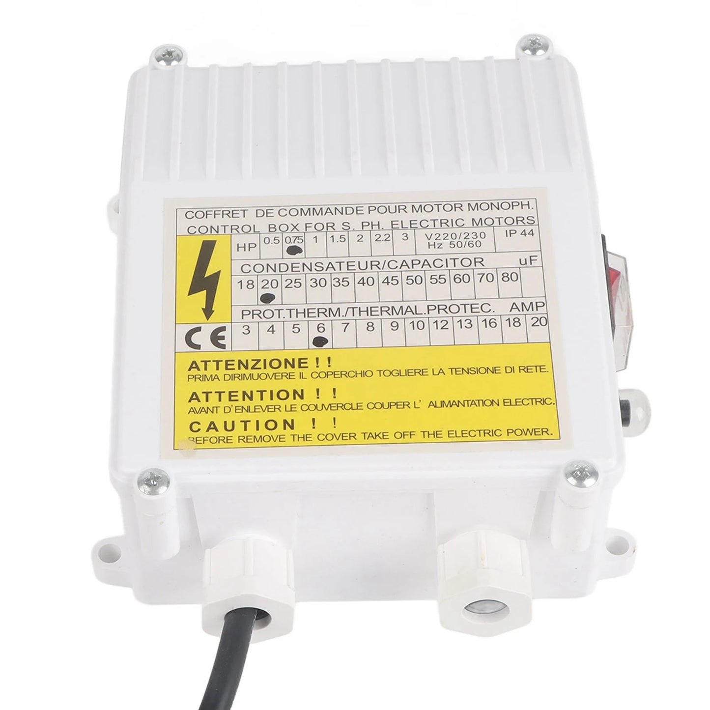Pump Control Box Bulit Thermal Protection Circuit Breaker Controller