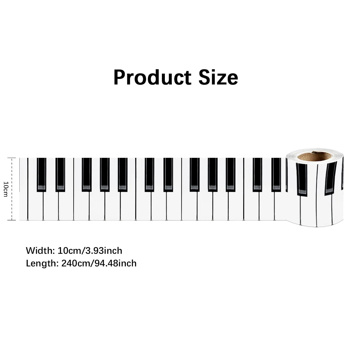 Black and White Piano Keys Wall Stickers Kicking Baseboard Waist Line Wallpaper Decals Music Decoration Glass Door Decor Musica Peaceful Pleasures Health and Wellness YX-94 10x240cm