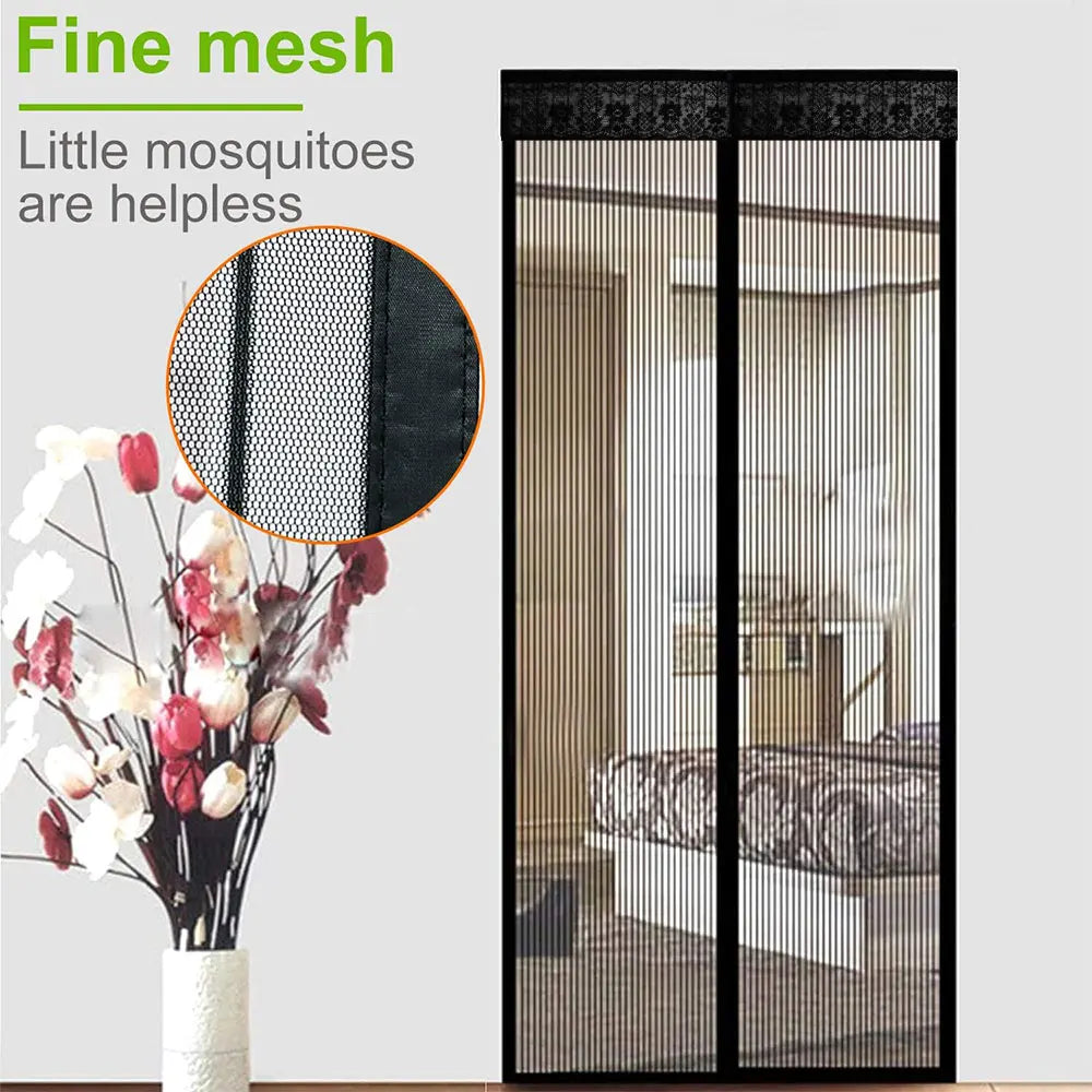 Magnetic Screen Door Anti Mosquito Mesh Curtain Net Keeps Bug Out Hands Free Partition Mute Striped Bedroom Door Ventilation Peaceful Pleasures Health and Wellness