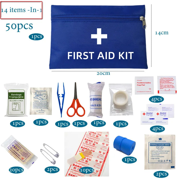 50-Piece Portable First Aid Kit – Car, Home, Travel & Outdoor