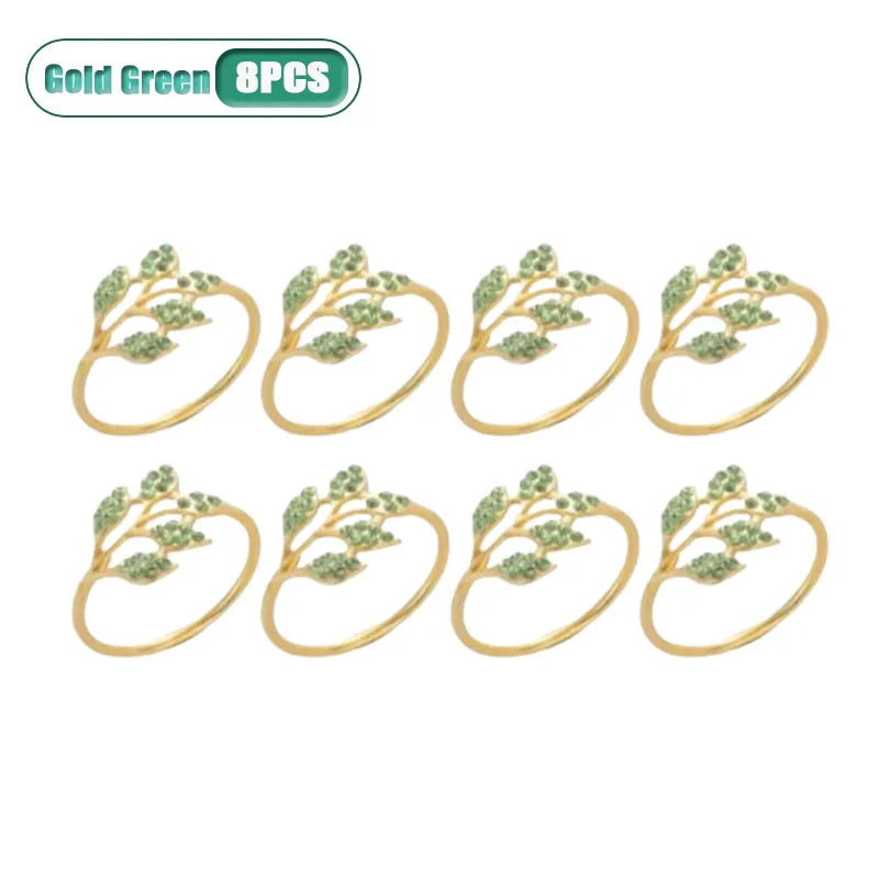 Metal Napkin Rings Green Leaf | Wedding & Party Table Decor
