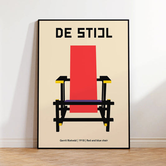 De Stijl Red & Blue Chair Canvas Wall Art | Minimalist Print Canvas Wall Art Print Peaceful Pleasures Health and Wellness G4385 21x30cm Wood Framed