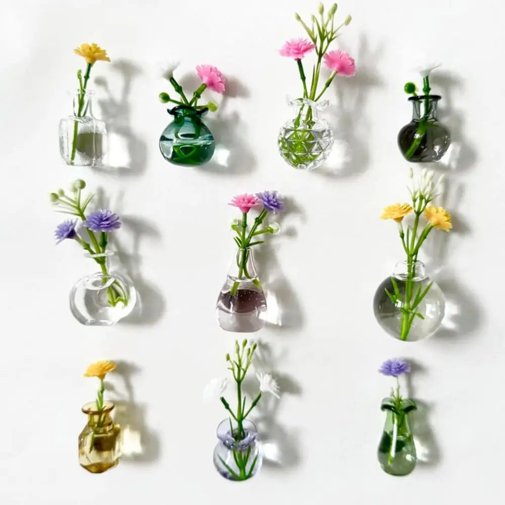 Mini Magnetic Glass Vase Magnets for Fridge, Locker & Desk