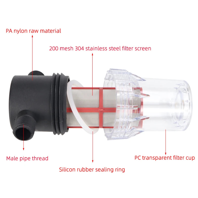 304 Stainless Steel Filter Screen 200 Mesh Pre-Filter Water Pump Filter 1/2 Inch, 3/4 Inch, 1 Inch Male Pipe Thread Filter Peaceful Pleasures Health and Wellness 2pcs