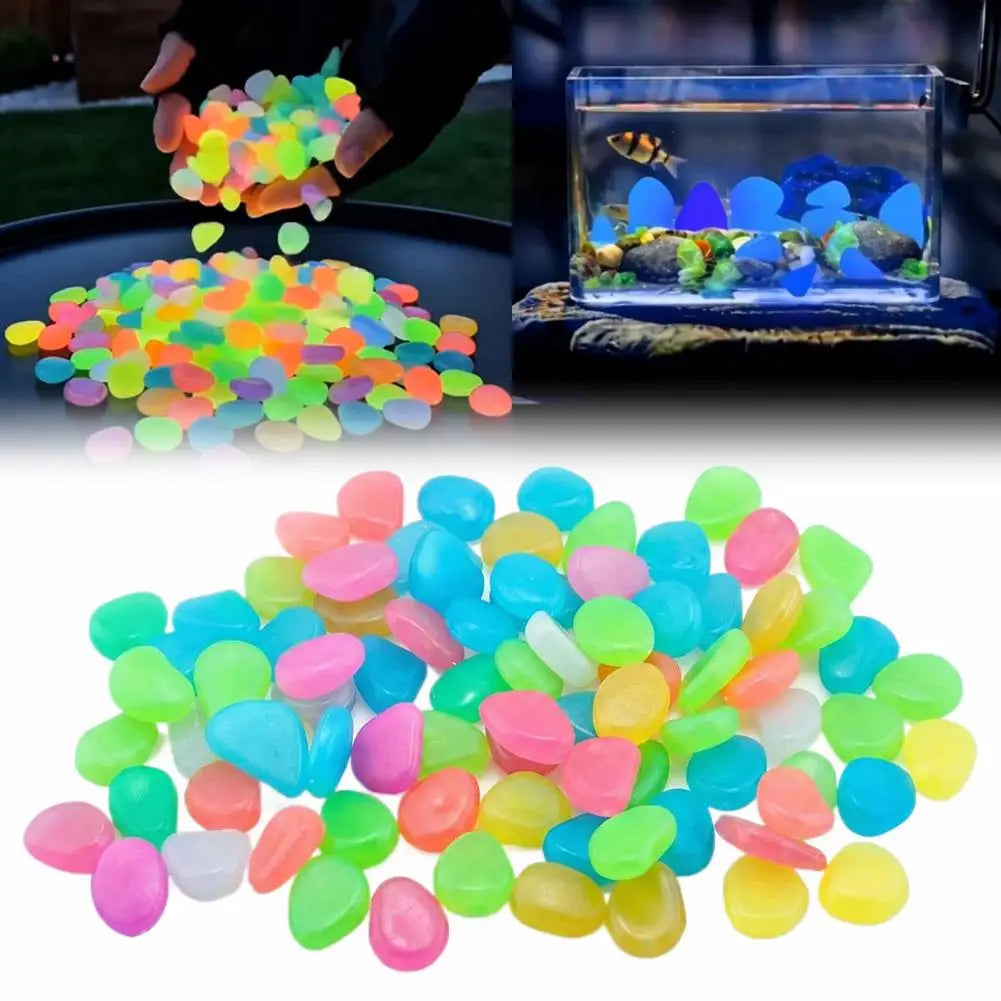 Glow In The Dark Pebble Stones | Multicolor Luminous Garden Rocks
