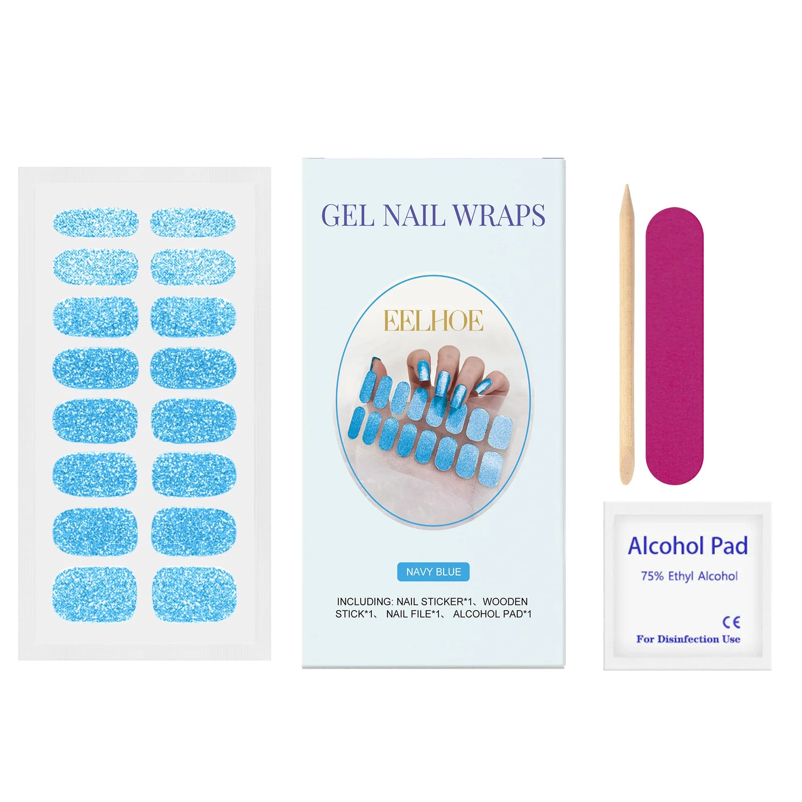 EELHOE Semi-Cured Gel Nail Stickers for Beauty Care Peaceful Pleasures Health and Wellness Flash Deep Blue
