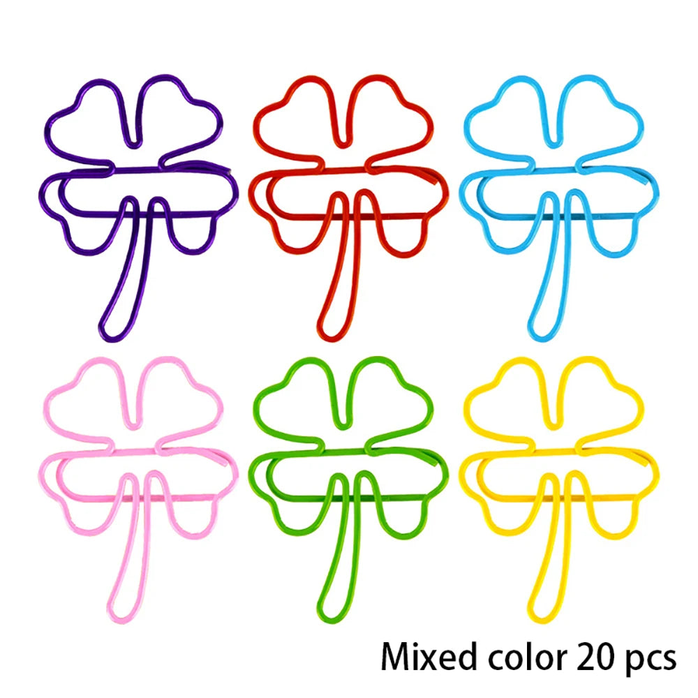 20 Clover Paper Clips Bookmark Macaron Colored Office Data Storage