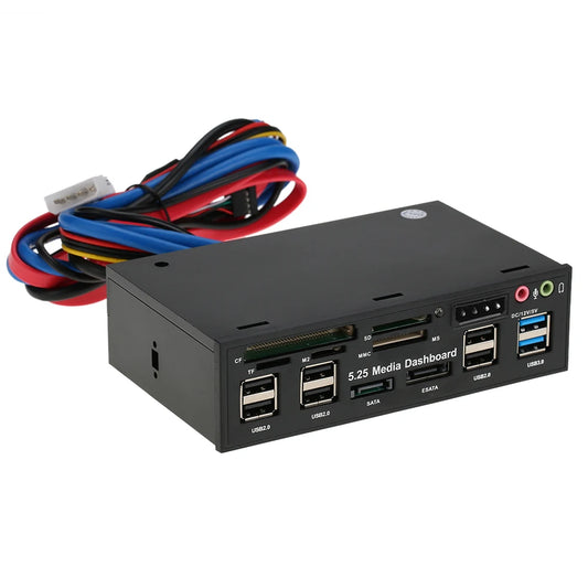 5.25" PC Front Panel USB 3.0 Hub, eSATA & Card Reader Front Panel Hub Peaceful Pleasures Health and Wellness