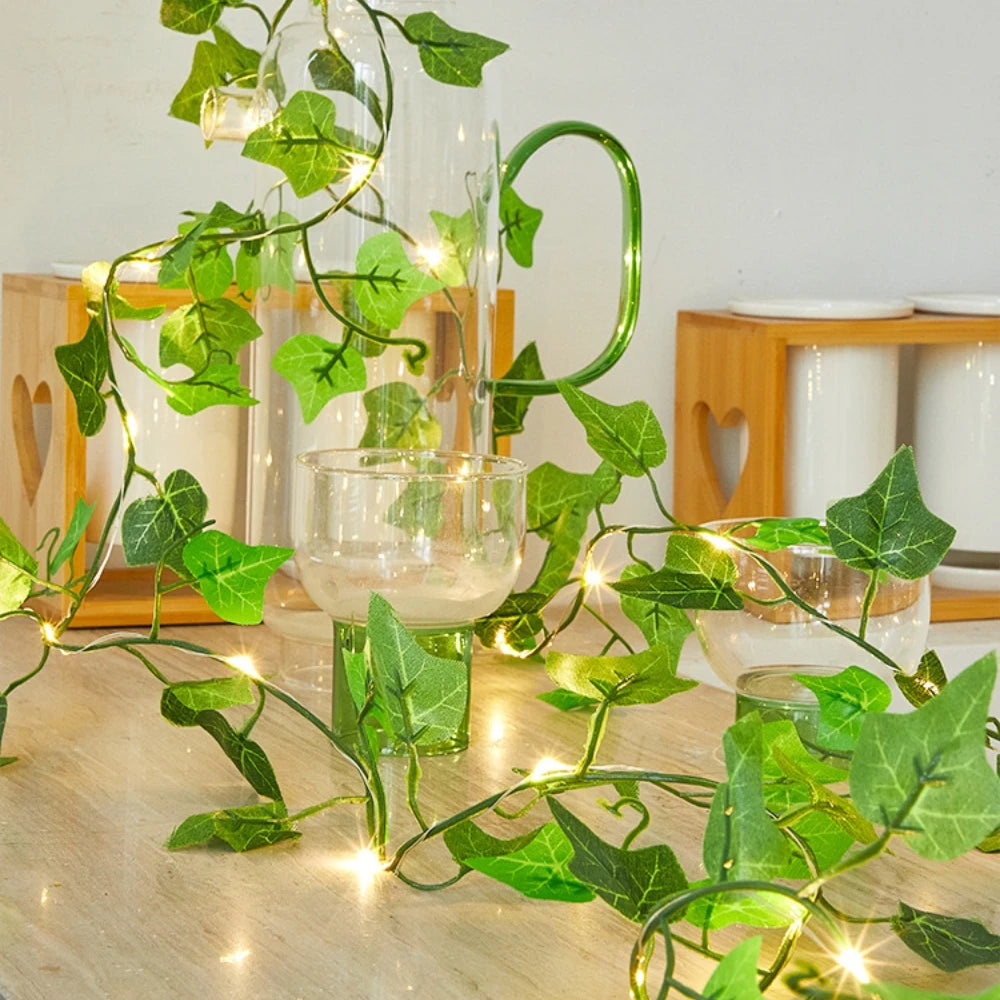Artificial Ivy Vine Garland with LED String Lights | Home & Wedding