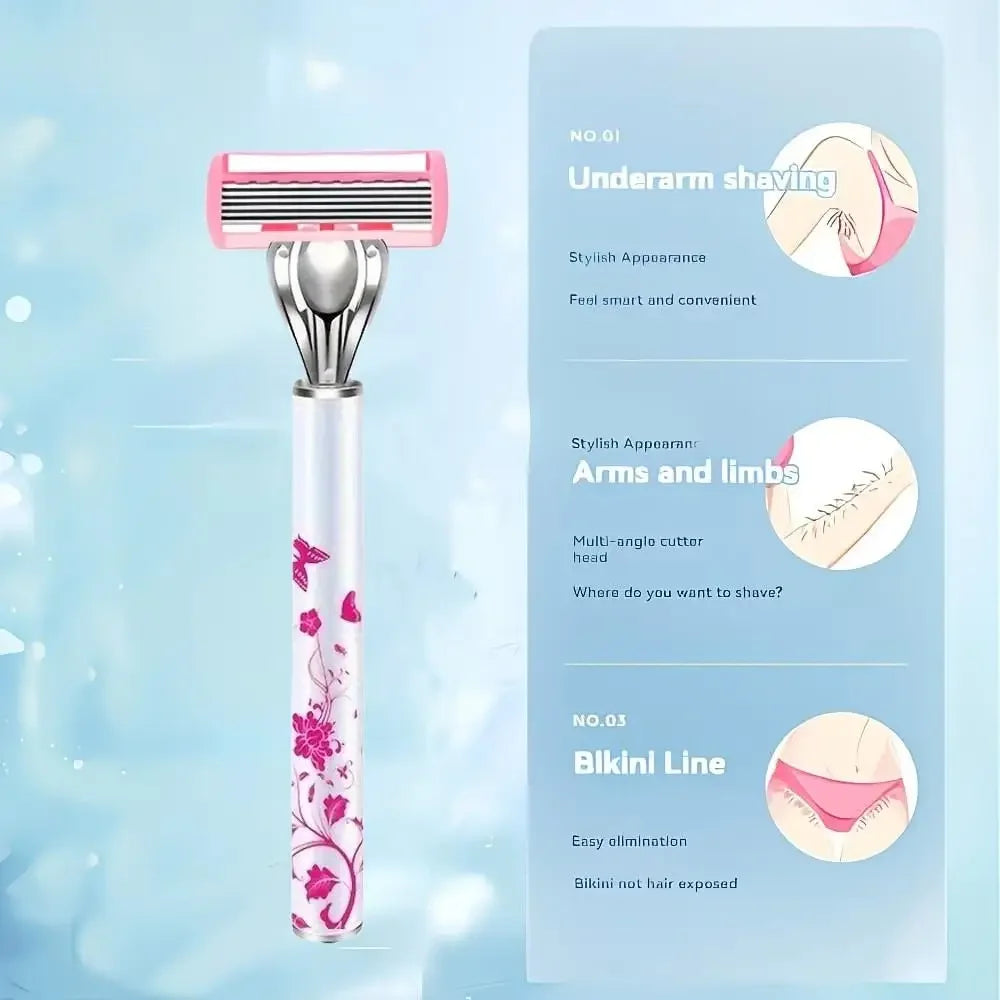 6-Layer Double Edge Safety Razor + Extra Blades | Men & Women