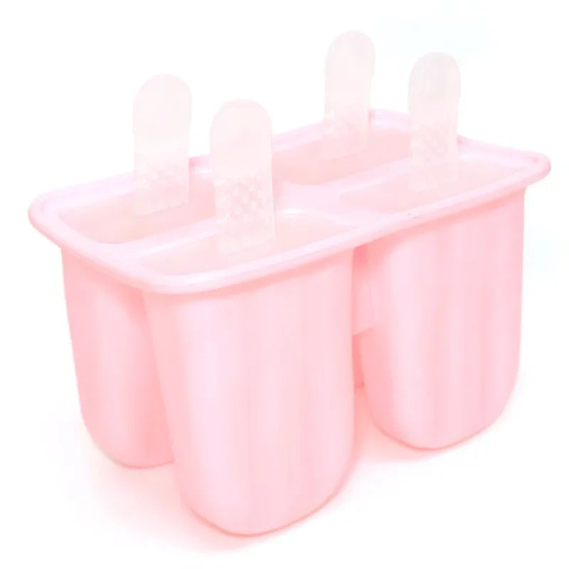 1/3Pcs Silicone ice-making box 4 grid Cartoon Home made Popsicle ice cream Molds for Kids Food Grade DIY Popsicle Maker Molds Peaceful Pleasures Health and Wellness Pink