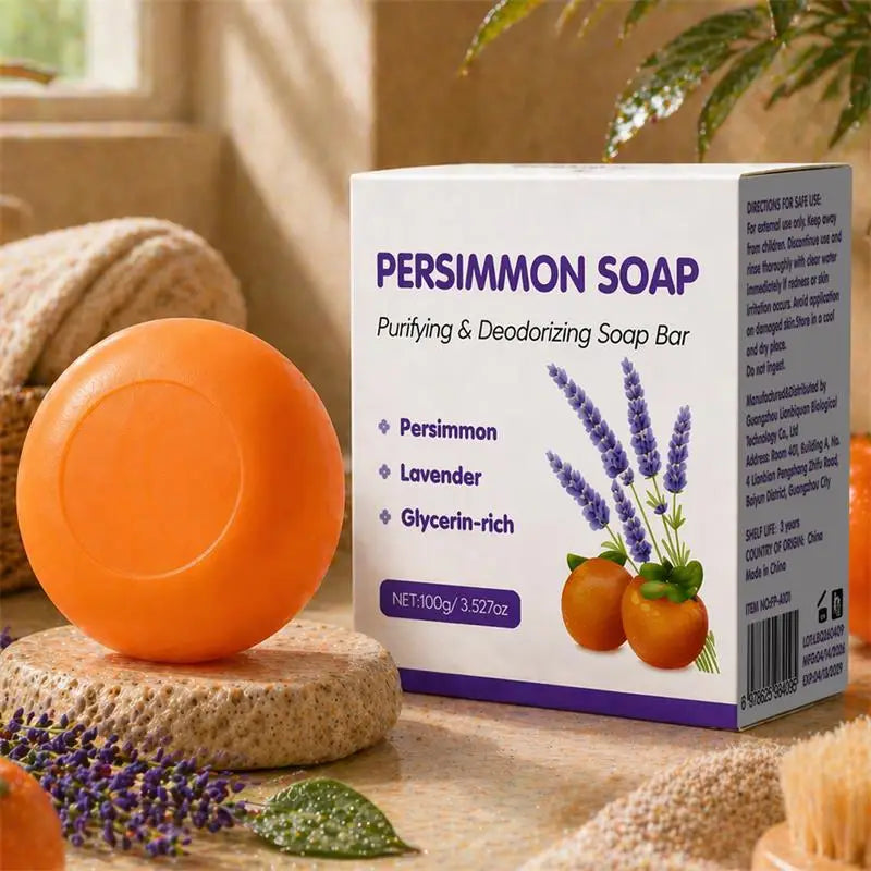 Persimmon Lavender Soap Bar 100g Purifying Deodorizing Gentle Cleansing Bar Natural Ingredients For Skin Refreshing Daily Use Peaceful Pleasures Health and Wellness 100g soap 2pcs
