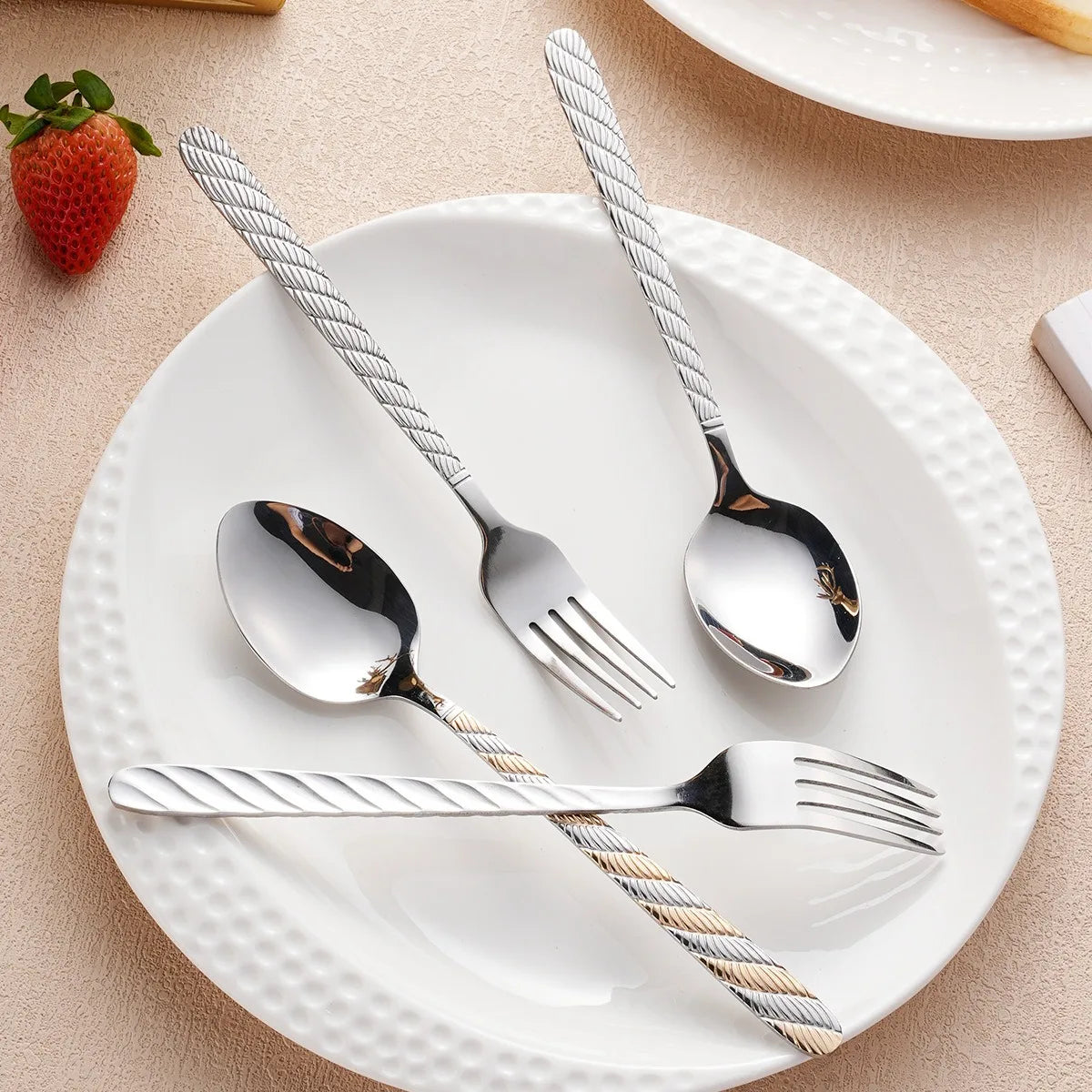 20-Piece Stainless Steel Flatware Set – Exquisite Carved Handle Silverware (Knife, Fork & Spoon) Peaceful Pleasures Health and Wellness