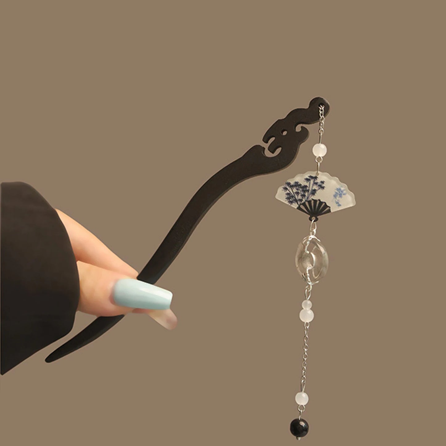 Chinese Floral Hair Chopsticks Long Straight Hair Stick with Pearl Flower Design for Pairing with Chinese Style Clothes Peaceful Pleasures Health and Wellness