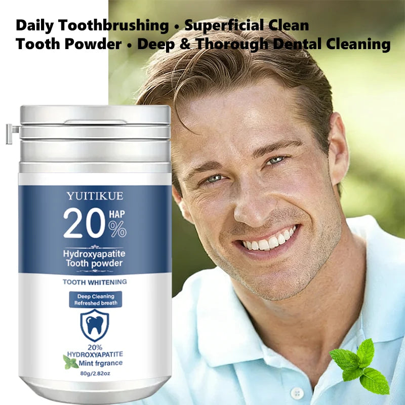 Yuitikue 20% Hydroxyapatite Tooth Powder, Mint Fragrance Teeth Whitening Powder for Deep Cleaning & Refreshing Breath, 80g Peaceful Pleasures Health and Wellness