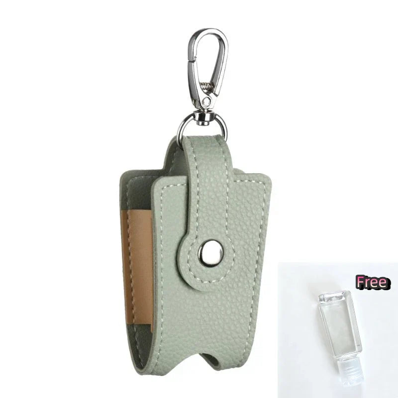 PU Leather Hand Sanitizer Holder & Refillable Bottle + Carabiner
