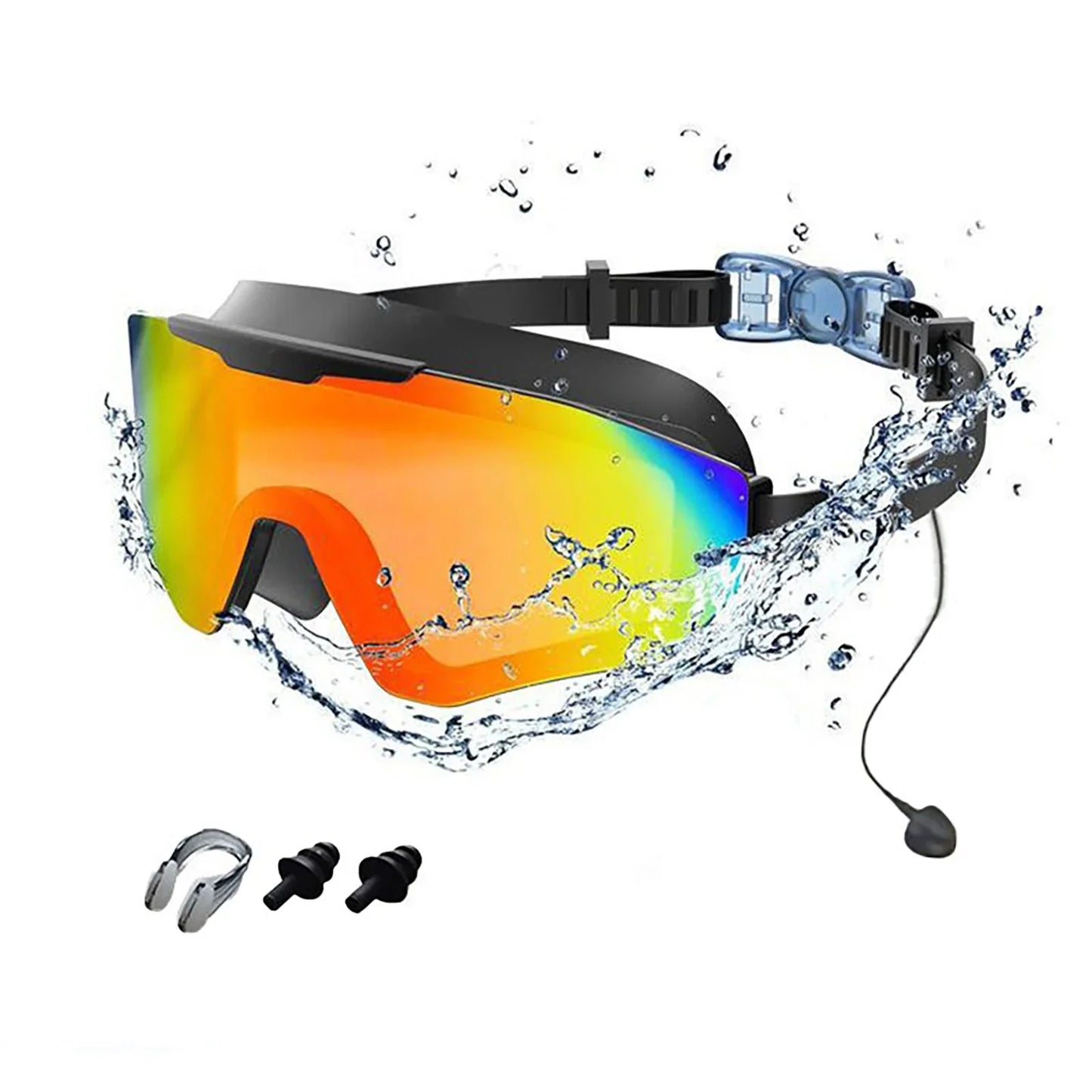 Mirrored Anti-Fog Swim Goggles | Wide View Large Frame & Earplugs