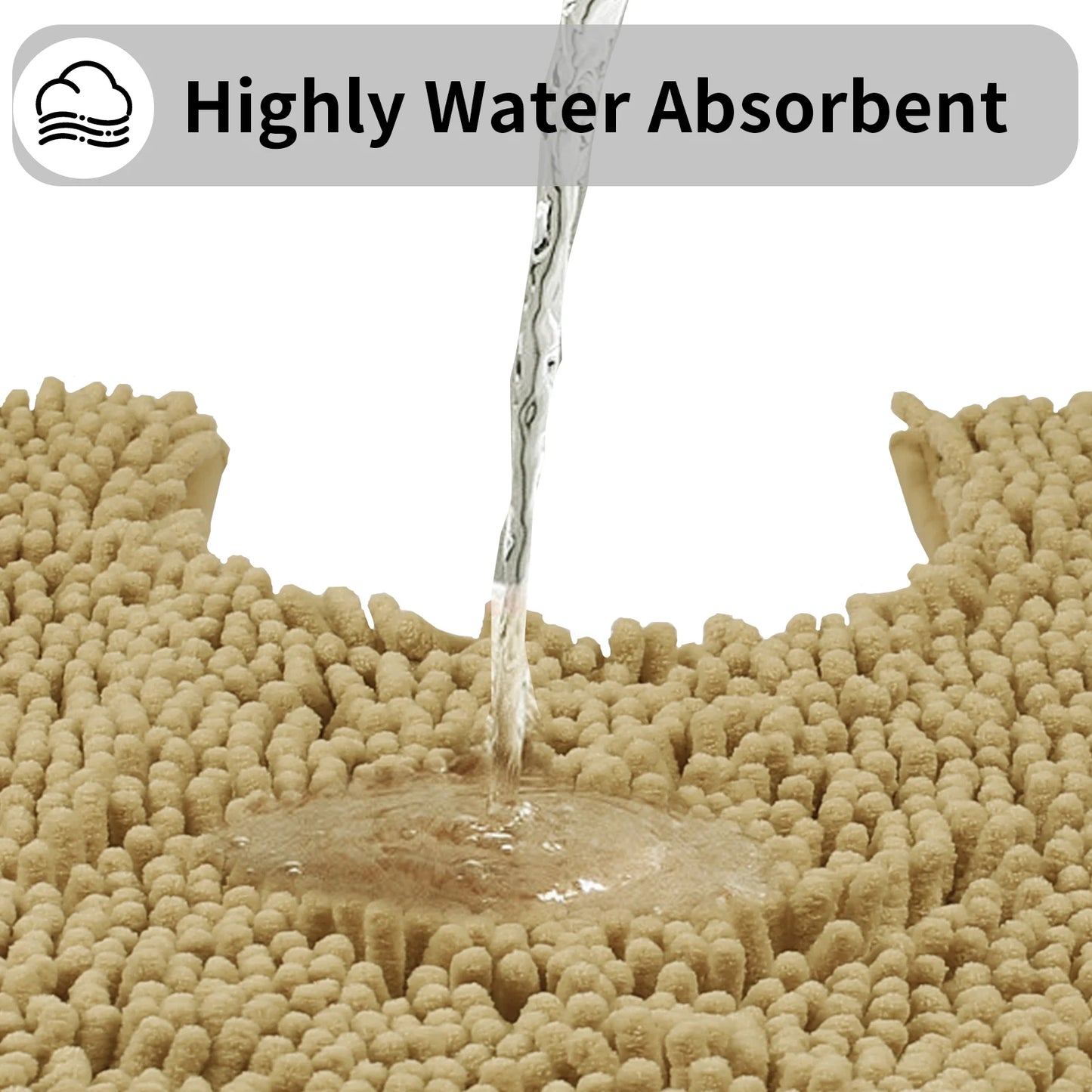 Set of 3 Bathroom Rugs 1.5/3CM Thick Chenille Bath Mat Striped Pattern Shaggy Bath Rugs for Bath Room Non Skid Floor Mats Peaceful Pleasures Health and Wellness