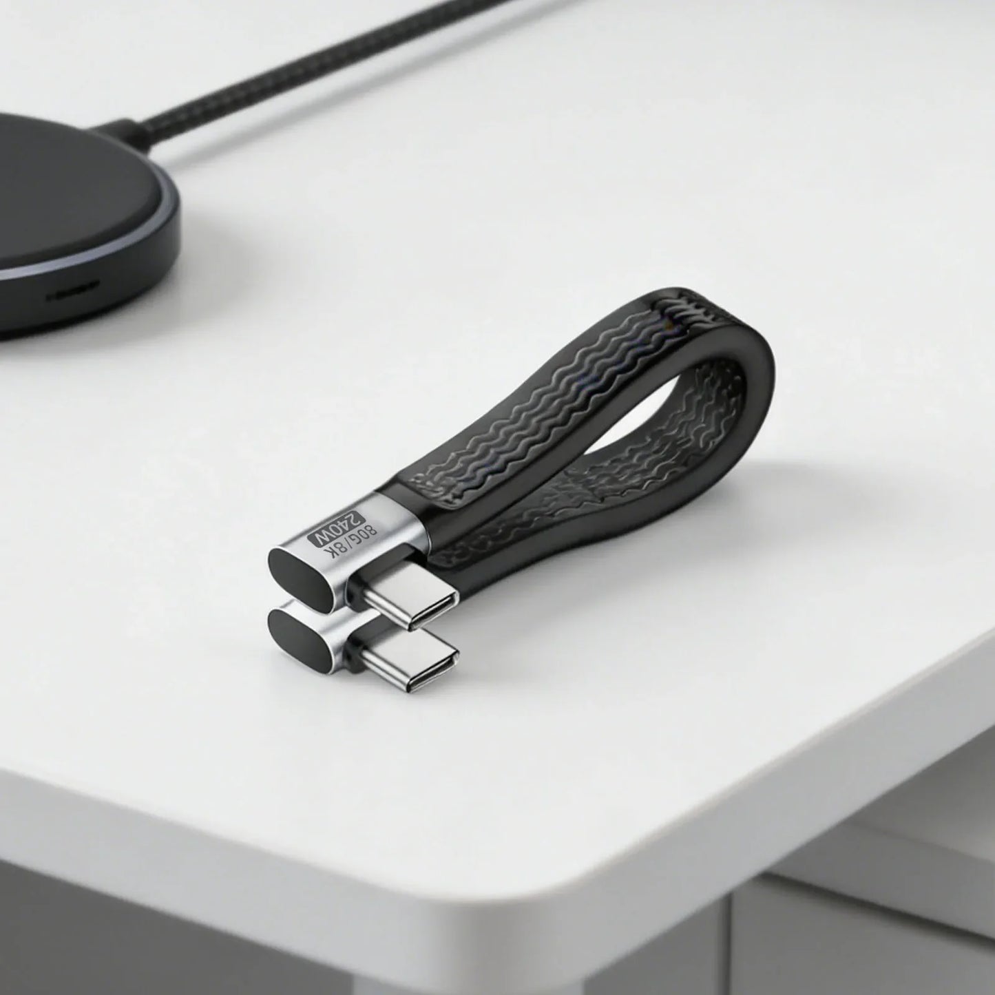 USB4 Type-C Flat Cable 240W 80Gbps 8K 60Hz – 13cm Short