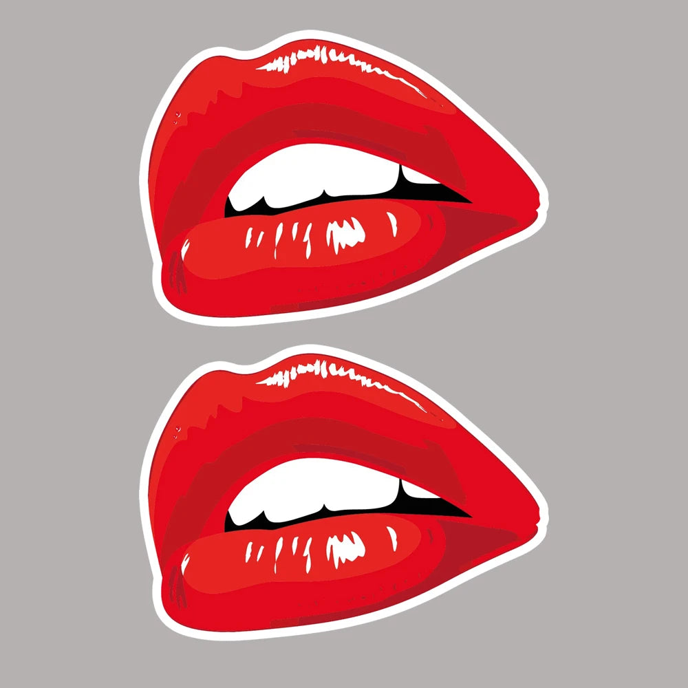 2pcs Red Lips Funny Vinyl Car & Motorbike Sticker Decals 15cm