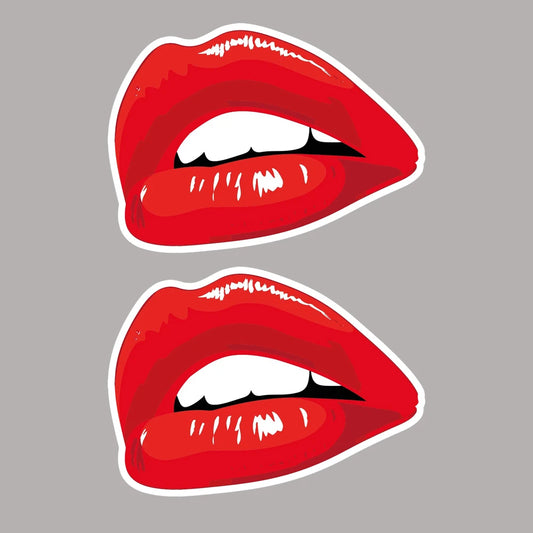 2pcs Red Lips Funny Vinyl Car & Motorbike Sticker Decals 15cm Vinyl Car Decal Peaceful Pleasures Health and Wellness Default Title