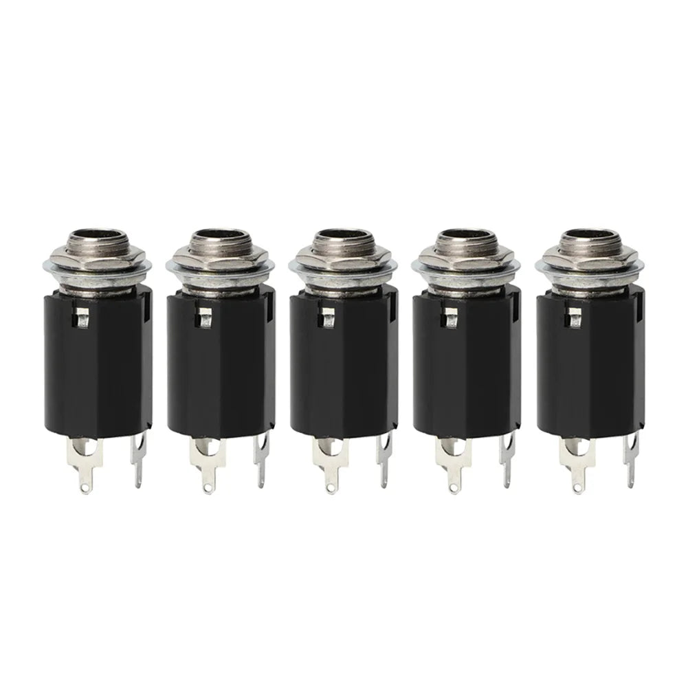 Guitar Stereo Output Plugs Solid 5pcs Guitar EQ Jack Socket 6.35mm Jack Stereo Pickup Female Output Socket Plug Peaceful Pleasures Health and Wellness as show