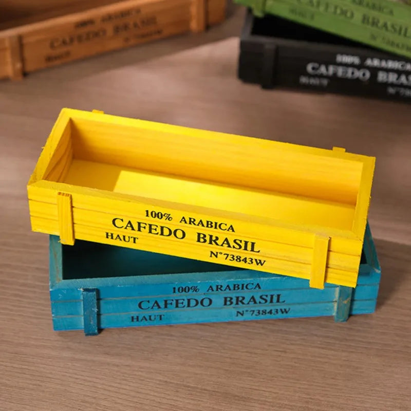 Retro Wooden Storage Box | Succulent Planter & Desk Organizer