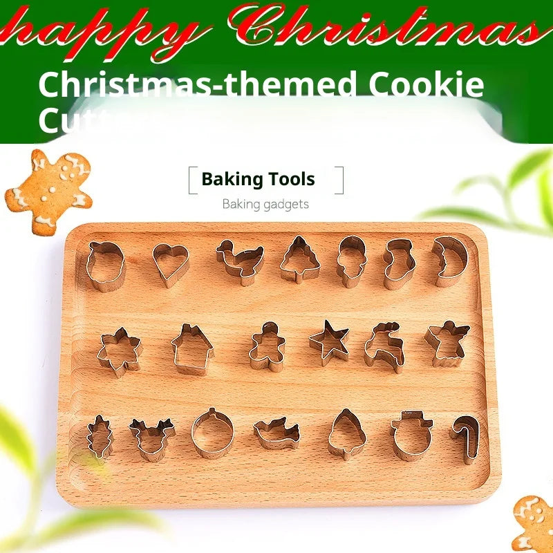 DIY 20Pcs/Set Mini Stainless Steel Cookie Cutter Biscuit Mold Christmas Deer Head Snowman Molds Tools Fondant Gingerbread Man Peaceful Pleasures Health and Wellness