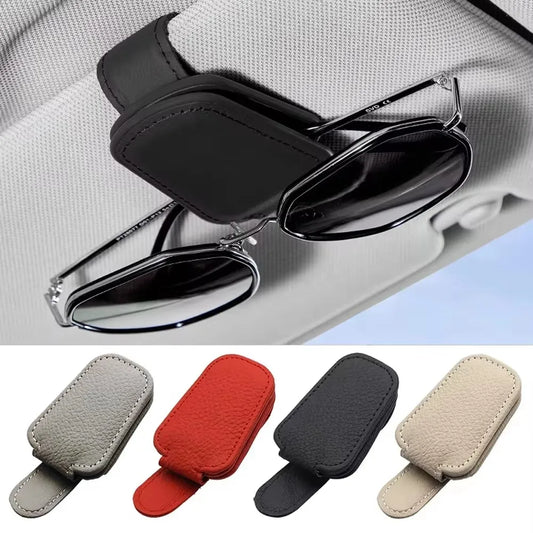1 Universal Car Sun Visor Eyeglass Holder PVC Leather Material Stand Peaceful Pleasures Health and Wellness 1pc random color
