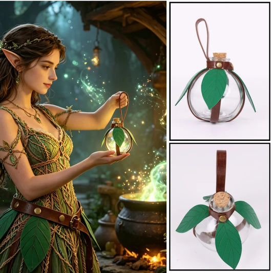 Renaissance Halloween Cosplay Belt Elf Leaf Leather Cover Potion Peaceful Pleasures Health and Wellness