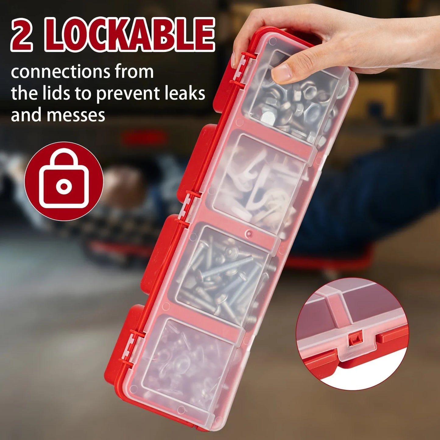 4-Grid Transparent Stackable Parts & Screw Storage Box