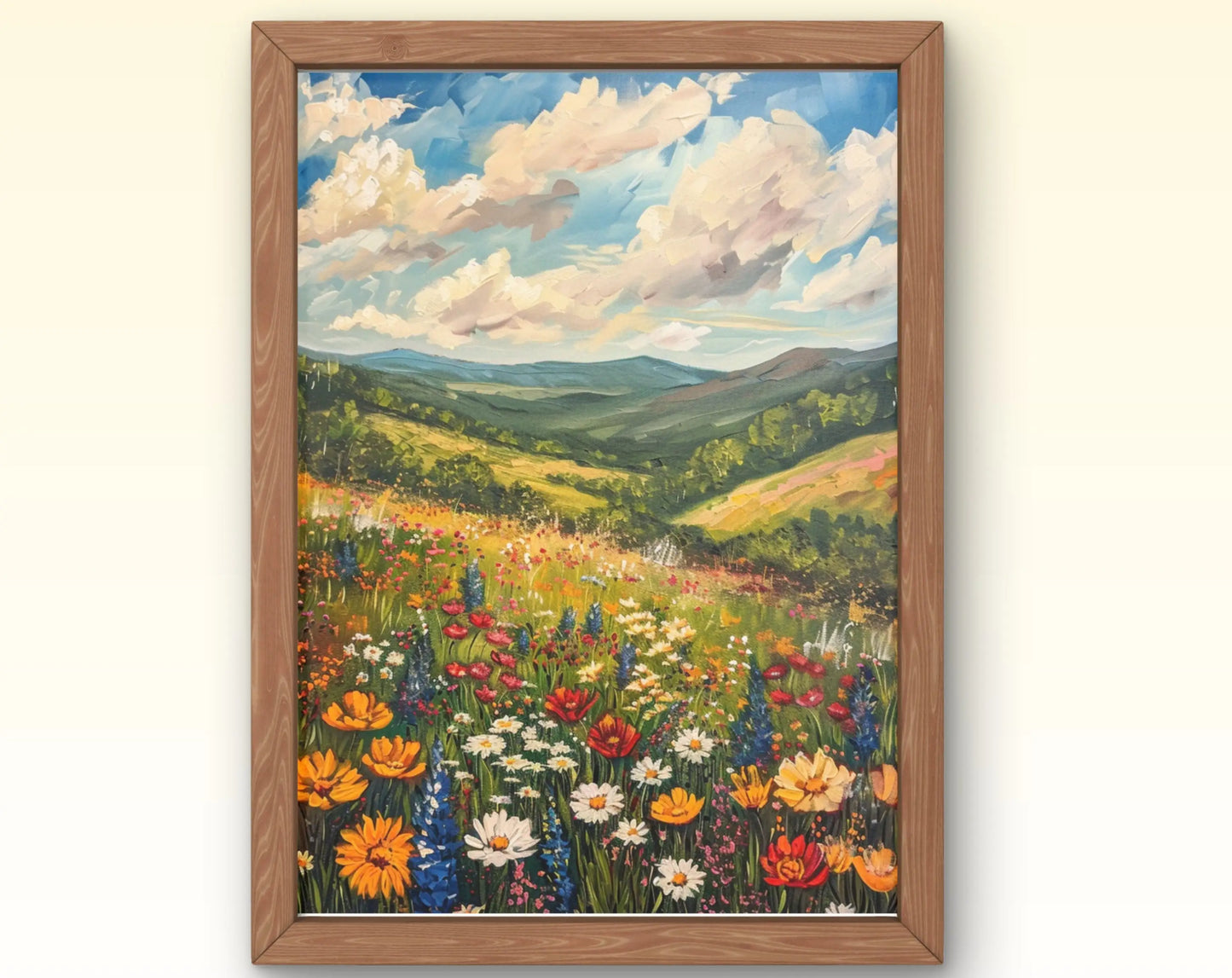 European Rural Scenery Floral Canvas Wall Art | Unframed Print