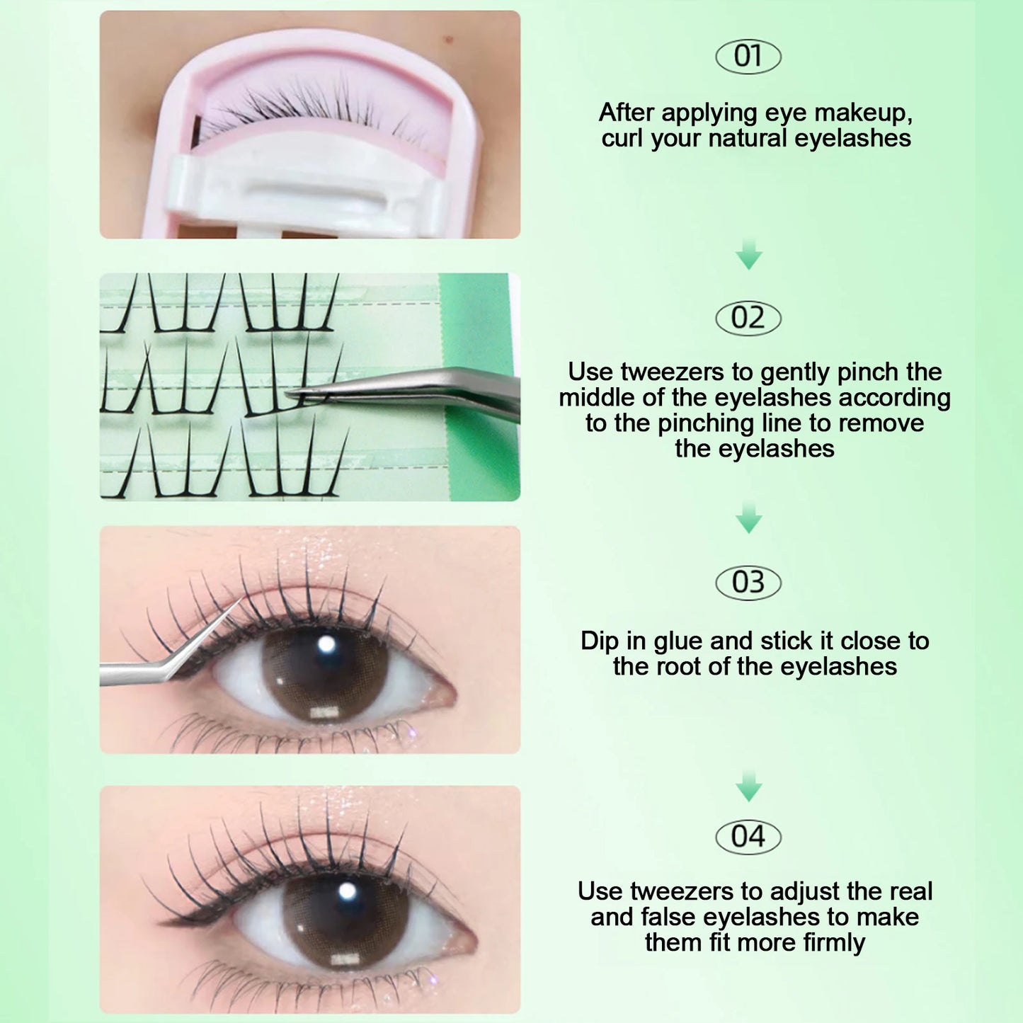 Korean Glue-Free False Eyelash Clusters | C Curl 10-12mm