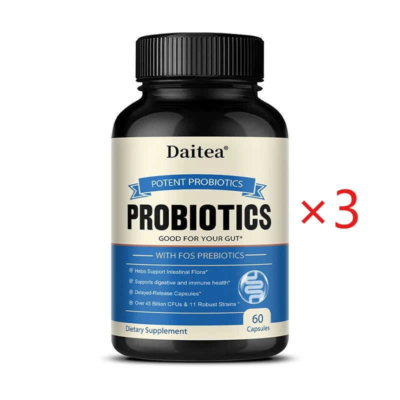 Probiotics and Prebiotics Capsules Support Gut Health and The Immune System, Relieving Occasional Constipation & Bloating Peaceful Pleasures Health and Wellness 60 count-3 bottle