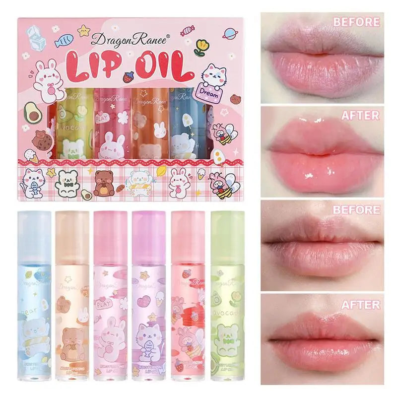 Flower Lip Oil Set 6pcs – Moisturizing Jelly Gloss Kit