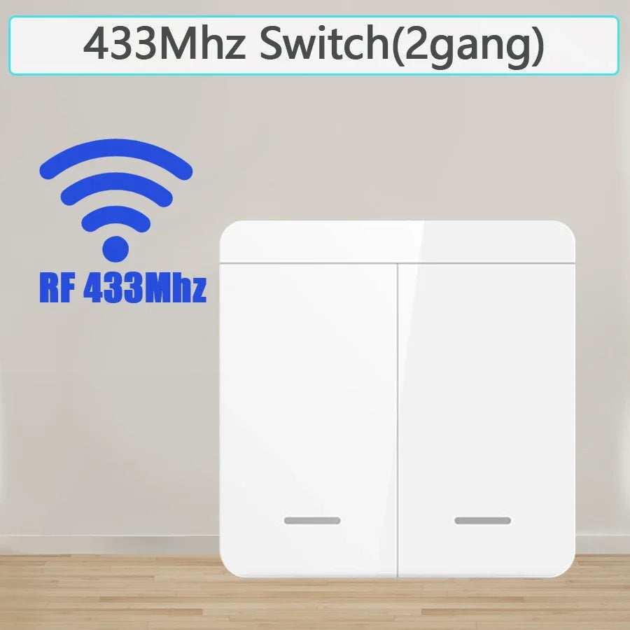 Wireless RF 433Mhz Light Switch 1/2/3Gang Wall Panel Switch Remote Control Interruptor for Home LED Lighting AC 100-240V 10A Peaceful Pleasures Health and Wellness 2Gang Switch