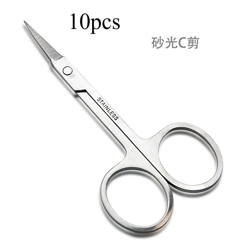 10pcs Curved Pedicure Scissors, Manicure Tool, Epilator, Scissor, Cuticle Trimmer, Eyelash, Nose, Eyebrow, Stainless Nails Peaceful Pleasures Health and Wellness China Mainland BE31-0006-silver