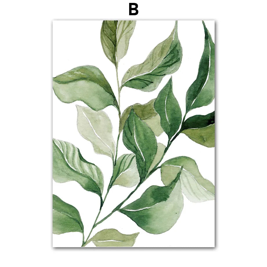 Palm Leaf Nordic Canvas Wall Art | Spring Green Botanical Print