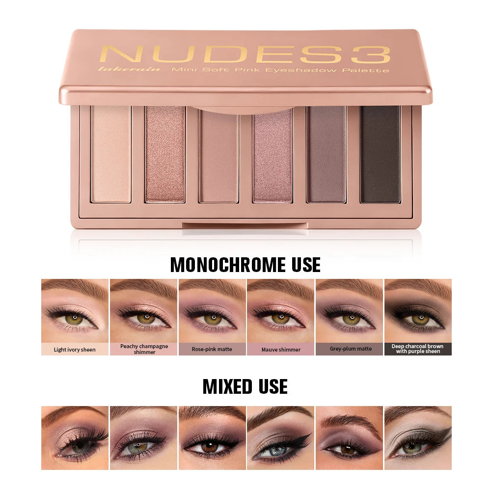 Mini Soft Pink Eyeshadow Palette Long Lasting All-Day Wear Brighten Eyes Matte & Shimmer Shadow Smooth Texture Eyeshadow Palette Peaceful Pleasures Health and Wellness