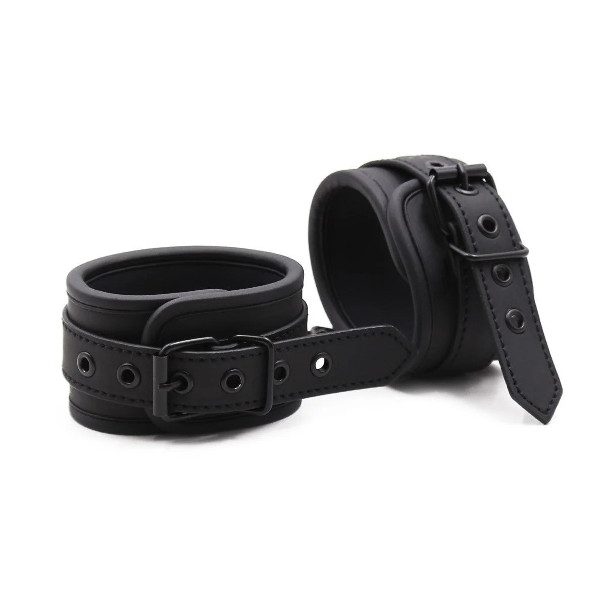 SM binding black leather sponge edging sex handcuffs adult flirting bondage sex toys Peaceful Pleasures Health and Wellness