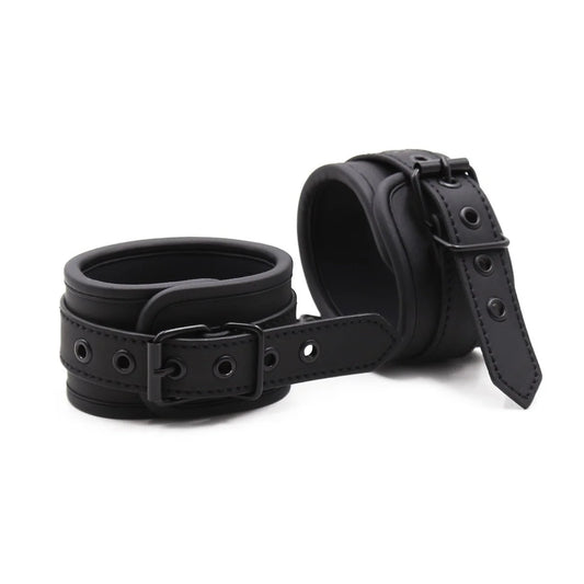 SM binding black leather sponge edging sex handcuffs adult flirting bondage sex toys Peaceful Pleasures Health and Wellness