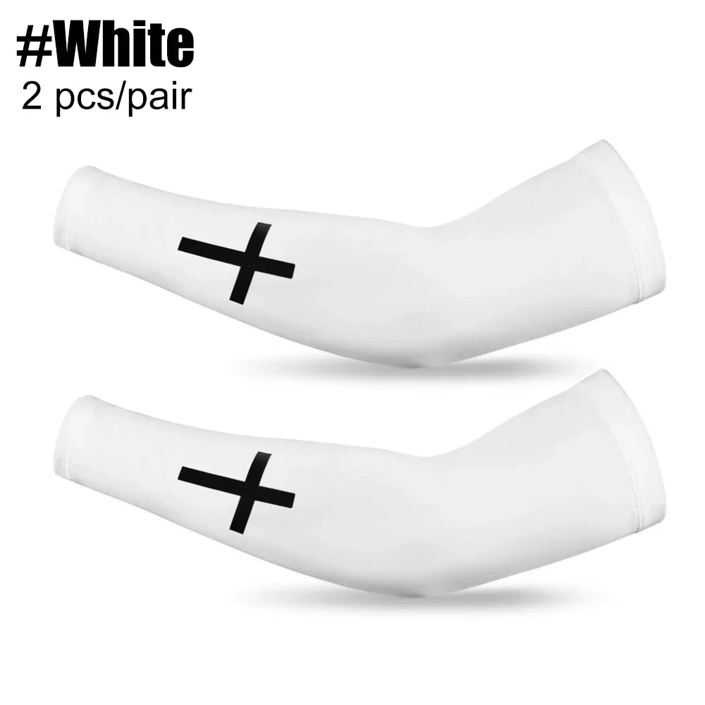 1 Pair Cooling Arm Sleeves - UV Protection & Compression for Sports (Football/Baseball/Cycling) - Christian Youth & Adult Sizes Peaceful Pleasures Health and Wellness White-1Pair